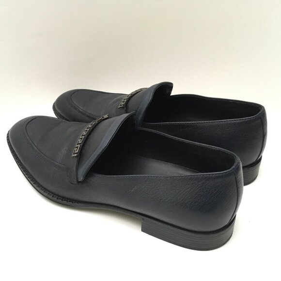Authentic Men\'s Versace Black Dark Navy Leather Slip-on Size 40 Run Big Like 42 main image 7
